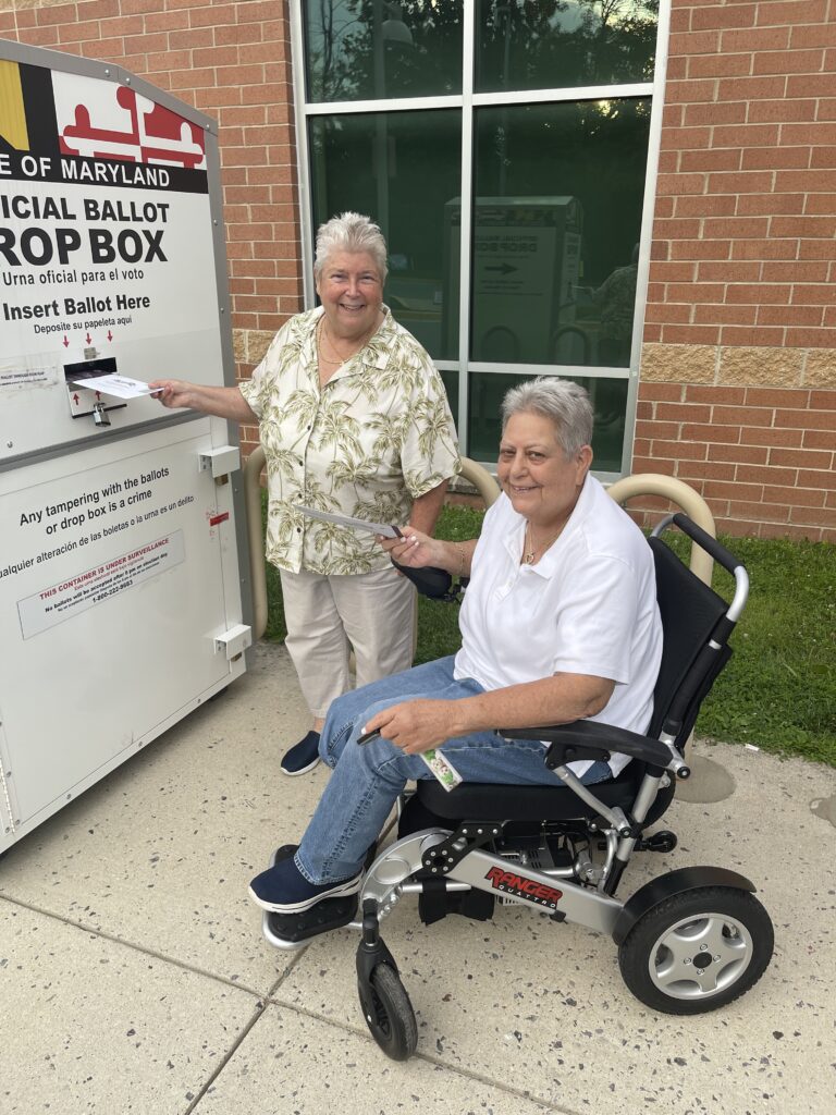 Bonnie Cullison and her wife Marcia Massey cast their ballots